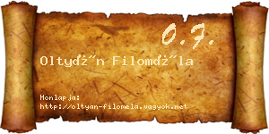 Oltyán Filoméla névjegykártya